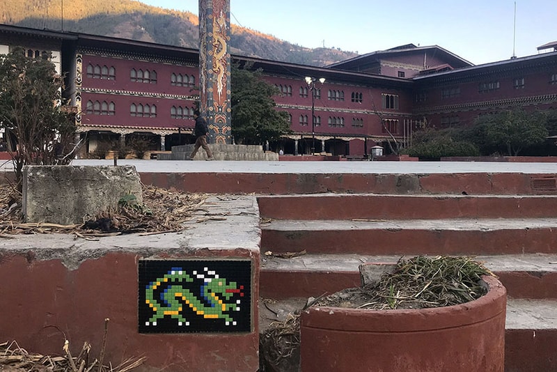 Invader Street Art Artwork Bhutan Buddhist Temple
