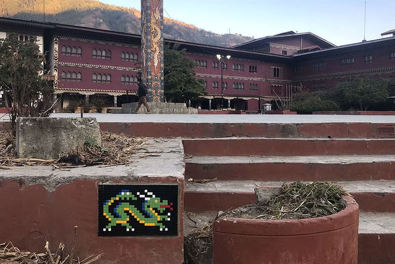 Invader Street Art Artwork Bhutan Buddhist Temple