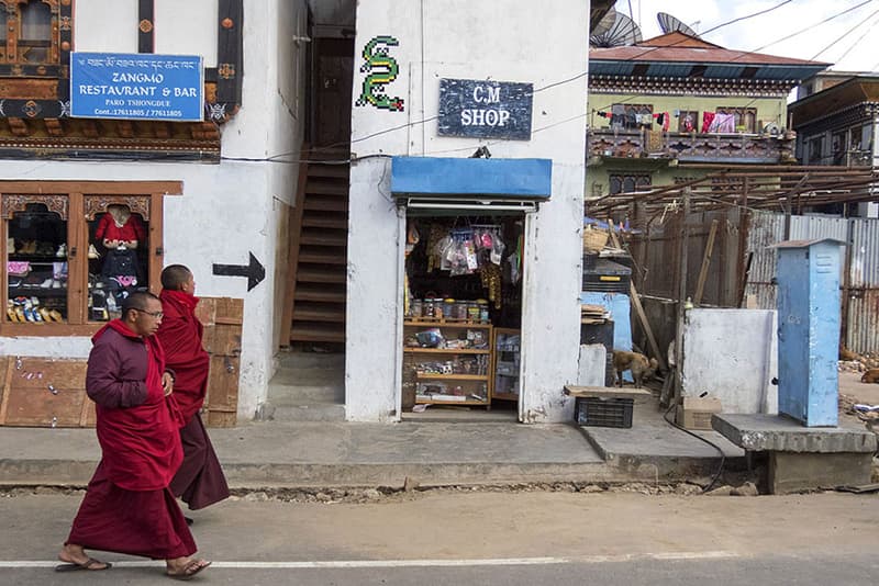 Invader Street Art Artwork Bhutan Buddhist Temple
