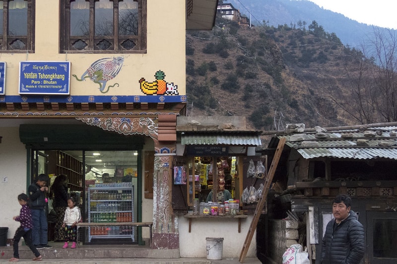 Invader Street Art Artwork Bhutan Buddhist Temple