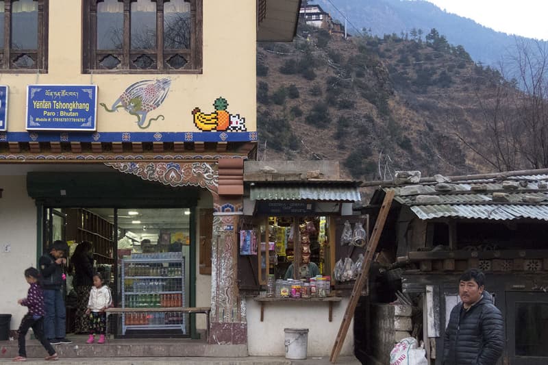 Invader Street Art Artwork Bhutan Buddhist Temple