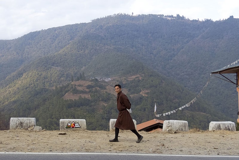 Invader Street Art Artwork Bhutan Buddhist Temple