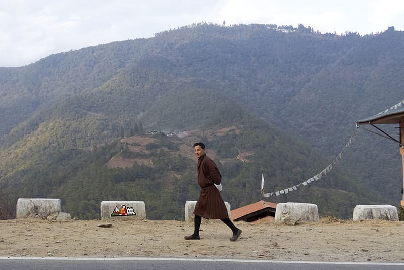 Invader Street Art Artwork Bhutan Buddhist Temple
