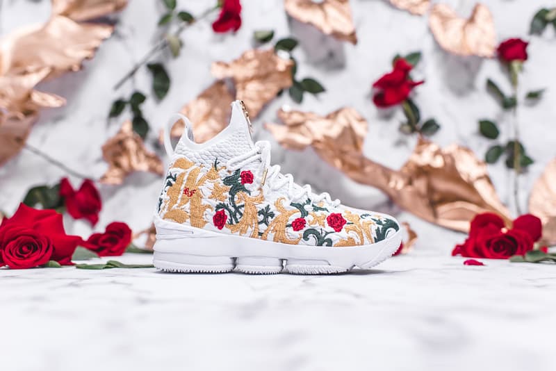 KITH Long Live the King Collection Chapter 2 LeBron James Ronnie Fieg Nike Basketball 15 xv sneakers black floral flower embroidery embroider white green gold red los angles all star weekend nba release info