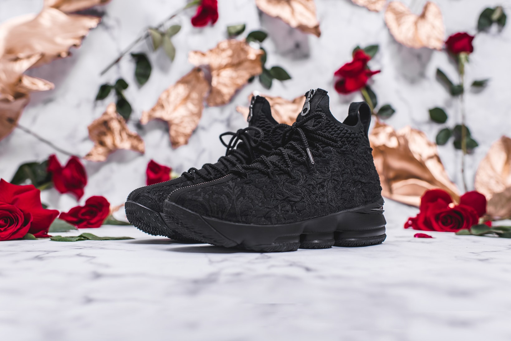KITH Long Live the King Collection Chapter 2 LeBron James Ronnie Fieg Nike Basketball 15 xv sneakers black floral flower embroidery embroider white green gold red los angles all star weekend nba release info