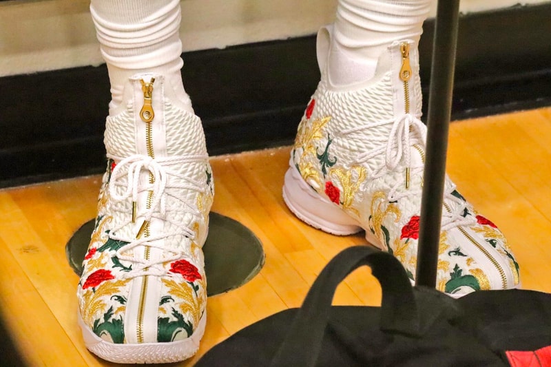 LeBron James KITH x Nike LeBron 15 embroidered white closer look cleveland cavaliers