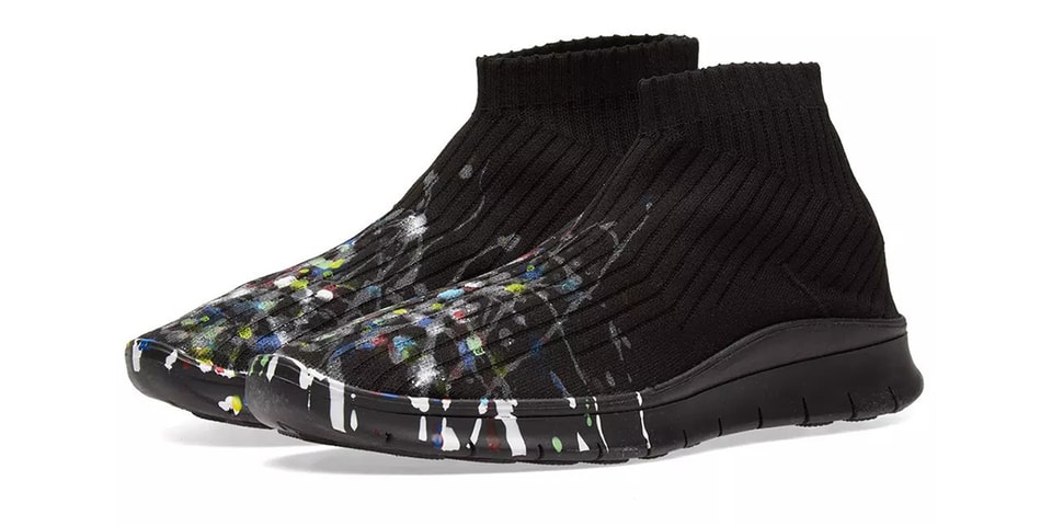 NEW Black splatter sock sneakers Paint Splatter Sock Mid Sneakers Black | The Webster main image 4