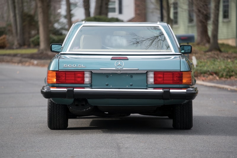 Mercedes Benz 560SL 1988 Model Garage Find Time Capsule Blue Green Metallic Color Scheme Auction RM Sotheby's