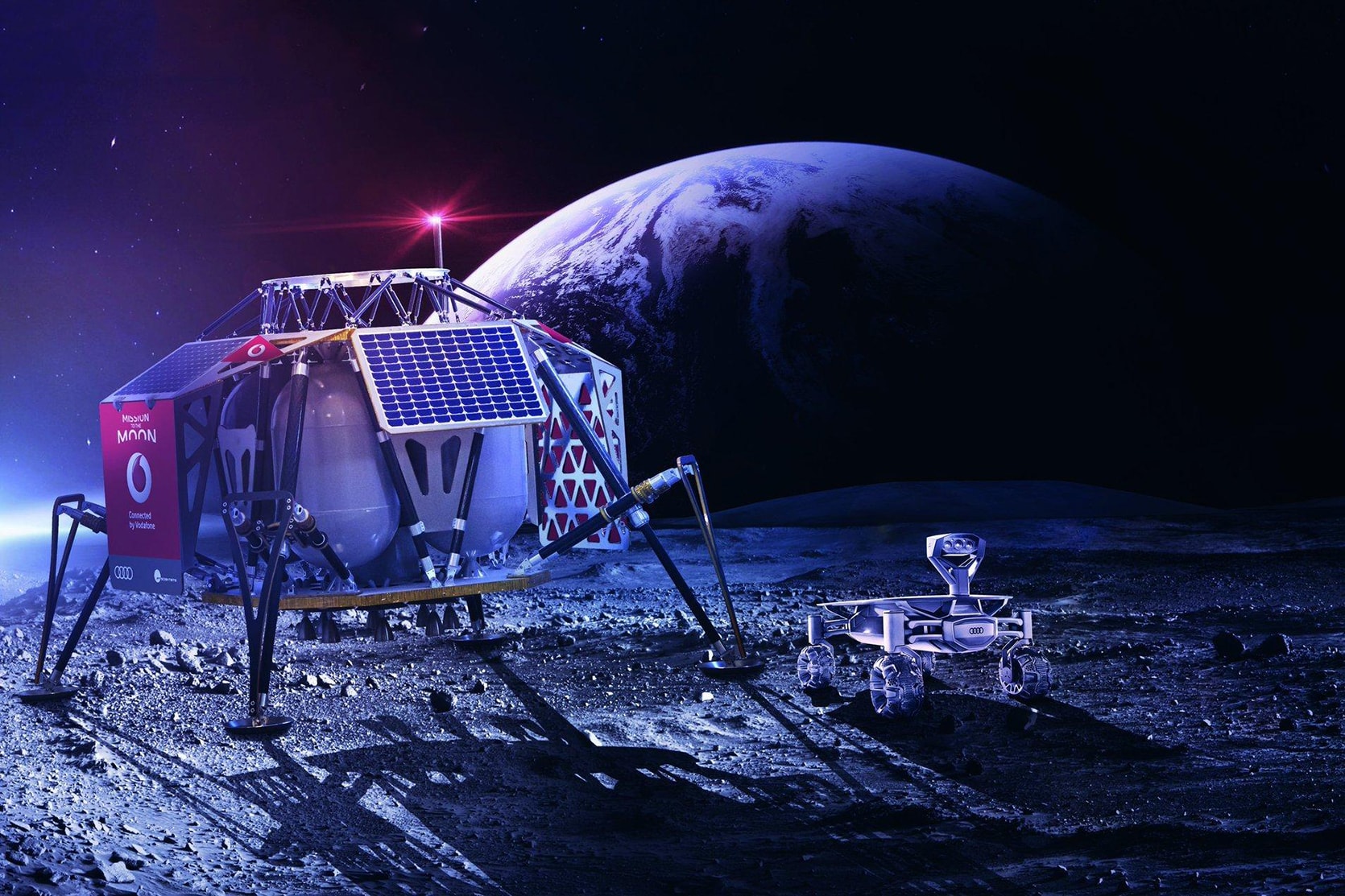 Moon 4G Network 2019 Vodafone Nokia Elon Musk SpaceX Tesla Audi Lunar Rover PTScientists