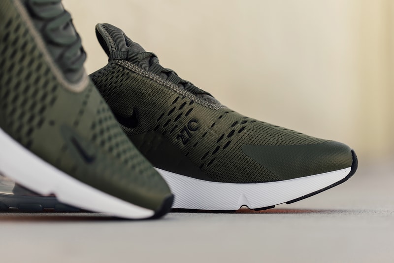 Nike Air Max 270 Medium Olive Closer Look Release Black Total Orange