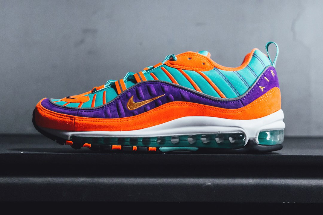 Nike Air Max 98 QS Turquoise Orange Purple 2018 February release date info sneakers shoes footwear