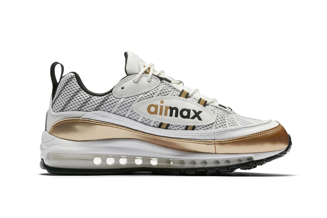 Nike Air Max 98 UK White Gold Footwear Sneakers
