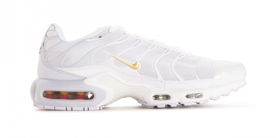 Nike air max plus white and gold Clearance