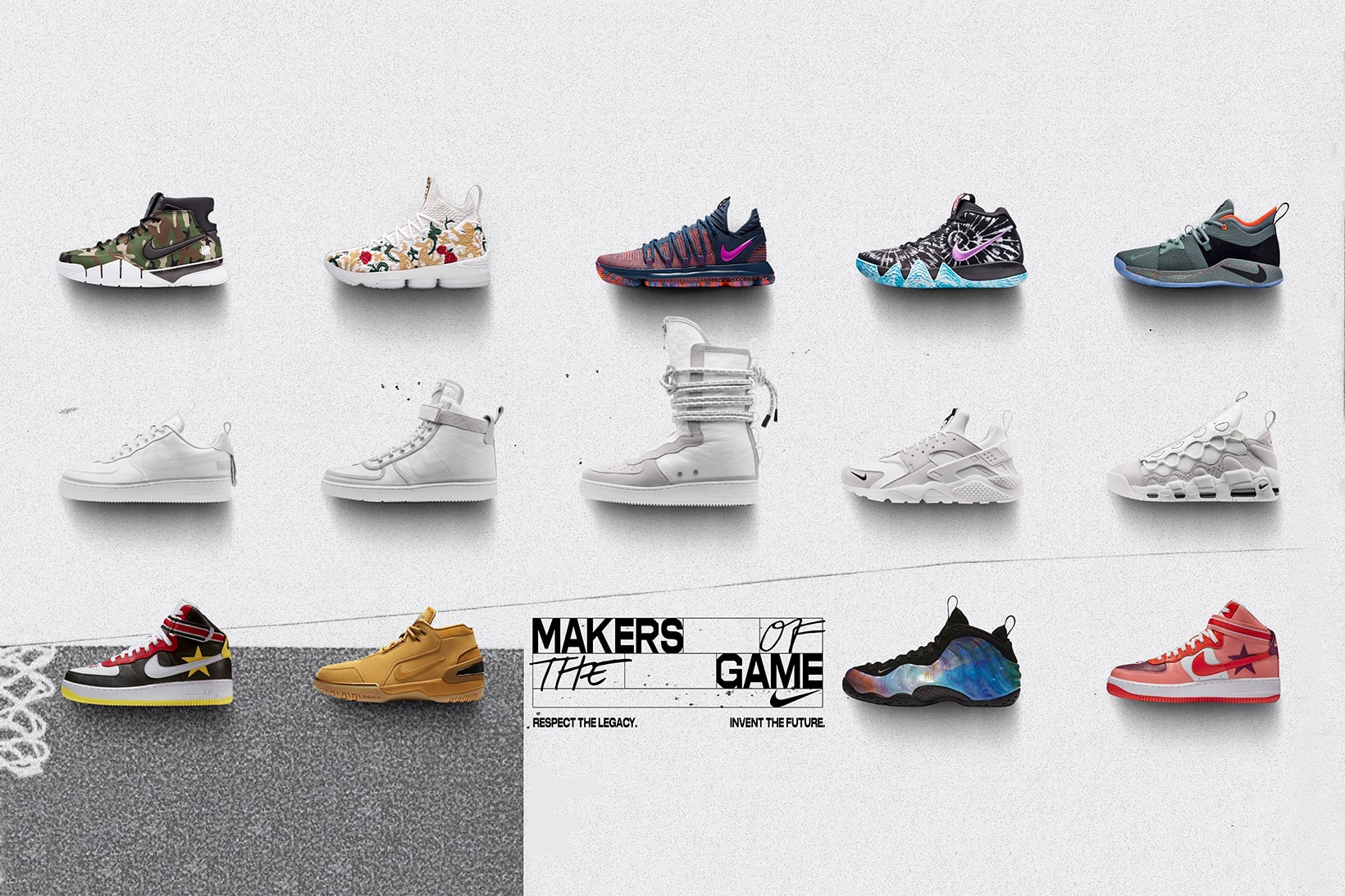 Nike NBA All Star 2018 Makers of the Game Zoom Kobe 1 Air Zoom Generation LeBron 15 KITH UNDEFEATED Air Foamposite One NikeLab Riccardo Tisci Air Force 1 Low Huarache Vandal Hi Supreme Air More Money SF AF1 Hi
