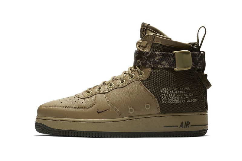 Nike SF AF1 Mid Camo Strap mushroom light bone 2018 february spring release date info sneakers shoes footwear 917753 201