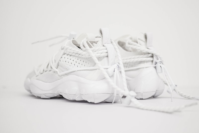 Pyer Moss Reebok DMX Fusion 1 Experiment collaboration first look white sneakers shoes chunky runner runway 2018 Fall winter collection footwear