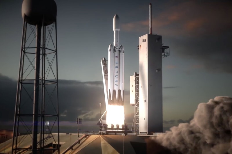 SpaceX Elon Musk Launches Falcon Heavy Rocket Powerful Rocket 30 Years Mars Tesla launch video watch