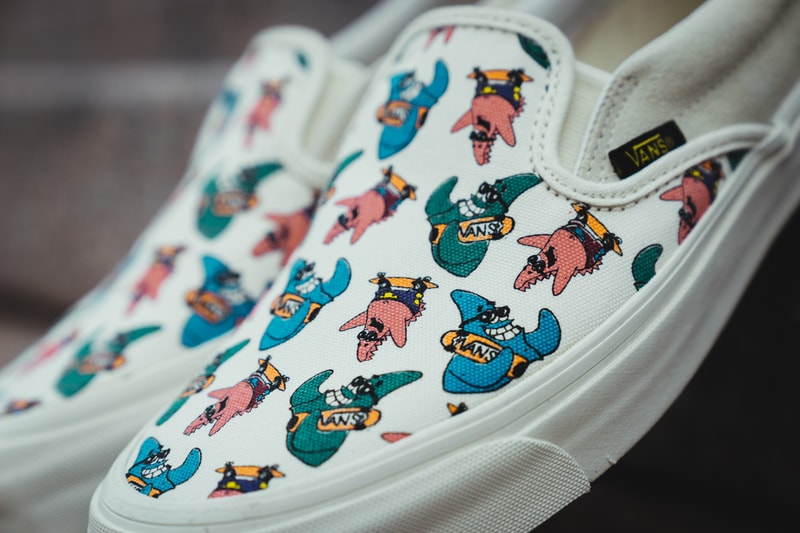SpongeBob SquarePants Vans Collab Closer Look Sk8 Hi Slip on Patrick Star Nickelodeon Plankton