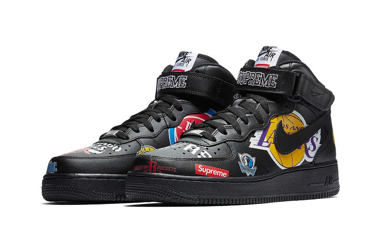 Supreme Nike Air Force 1 Mid NBA black footwear