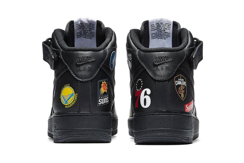 Supreme Nike Air Force 1 Mid NBA black footwear