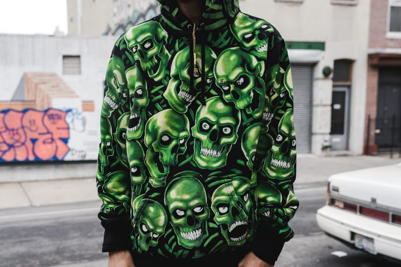 green skull supreme hoodie