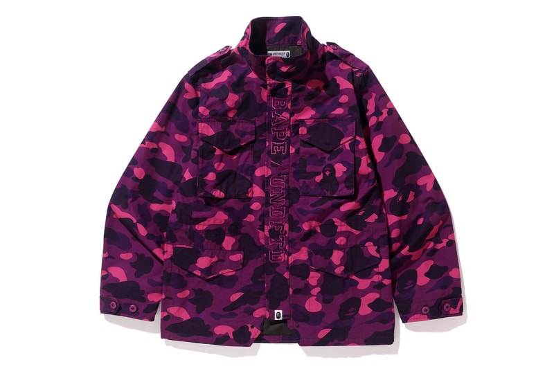 UNDEFEATED BAPE Spring 2018 Collaboration march release date info jackets hoodies t shirts camo camouflage