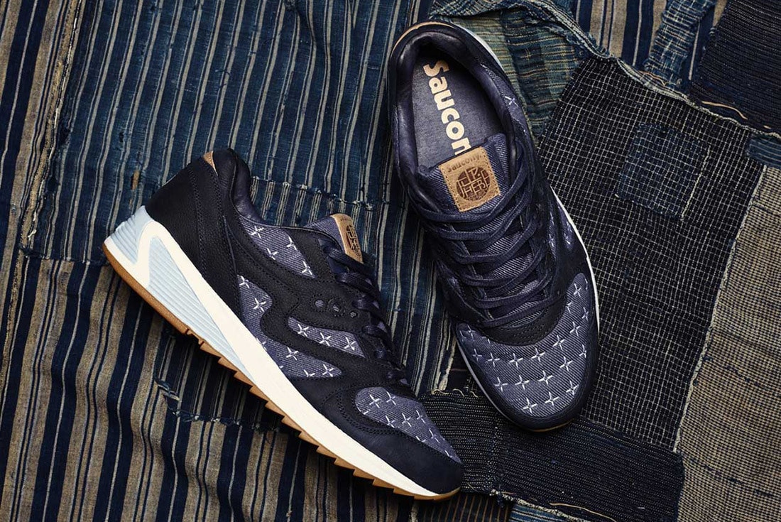 Up There Saucony GRID 8000 Sashiko Collaboration denim 2018 february 16 23 release date info sneakers shoes footwear