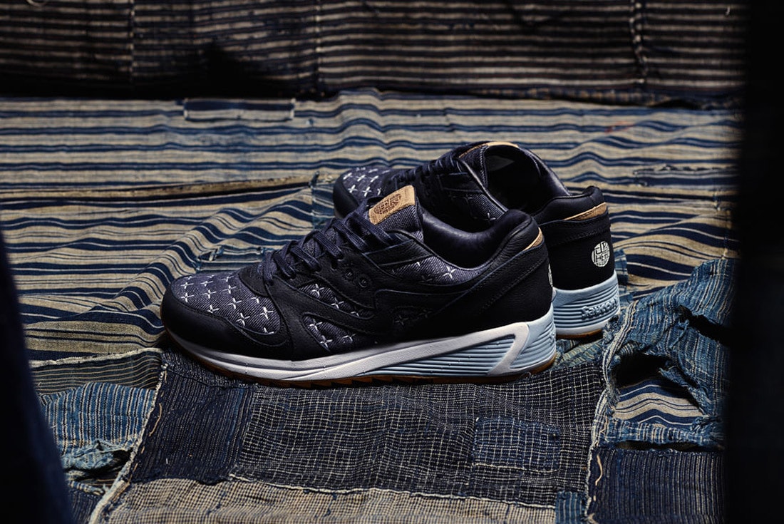 Up There Saucony GRID 8000 Sashiko Collaboration denim 2018 february 16 23 release date info sneakers shoes footwear