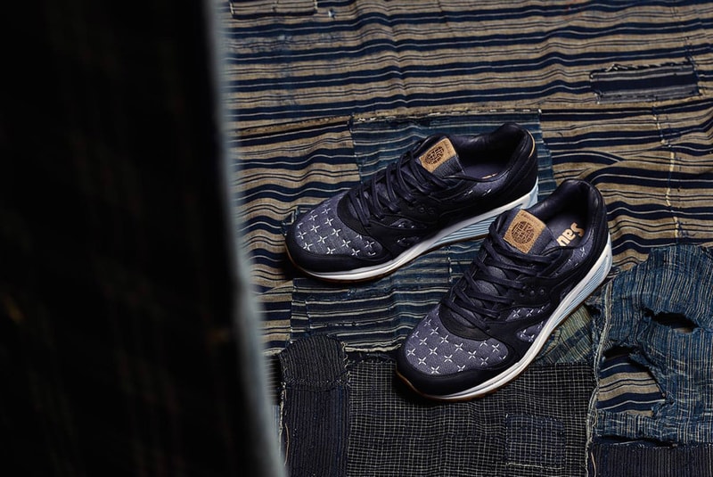 Up There Saucony GRID 8000 Sashiko Collaboration denim 2018 february 16 23 release date info sneakers shoes footwear