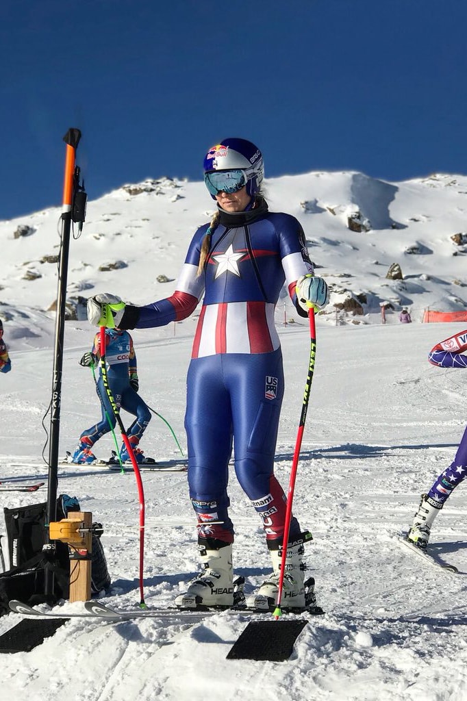 US Olympic Ski Team Marvel Uniforms Captain America Captain Marvel Infinity War Lindsey Vonn Laurenne Ross