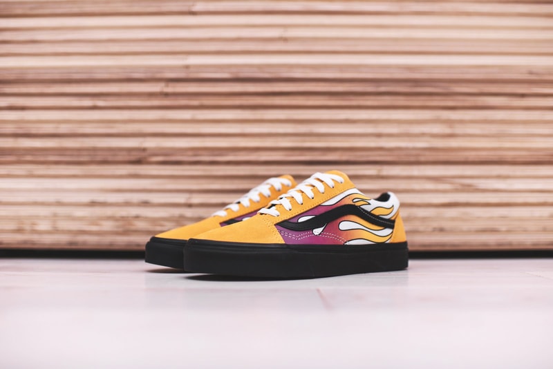 Vans Old Skool Flame Slip On Flame Classic Sneakers Shoes Street Mens Womens Unisex Black Pink Yellow Banana Sidestripe