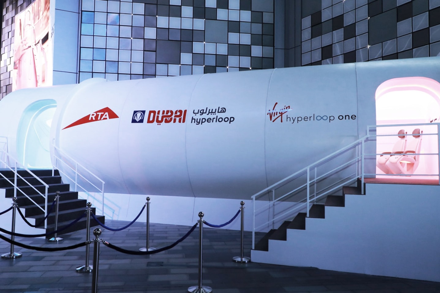Virgin First Prototype Hyperloop One Passenger Pod Richard Branson Elon Musk Dubai Abu Dhabi