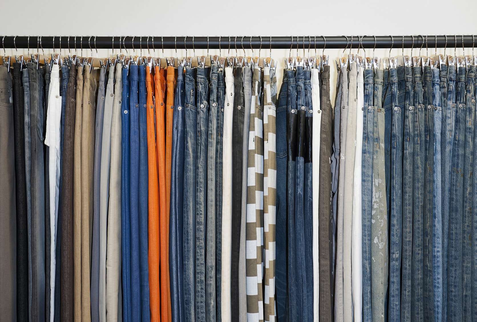 Helmut Lang denim jeans at ENDYMA's showroom. Petros Toufexis
