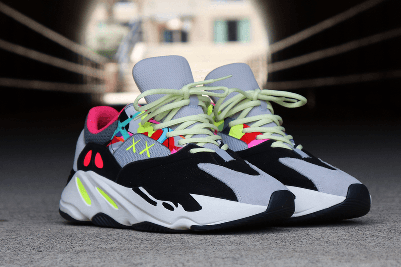 Kaws adidas Originals Yeezy Boost 700 Wave Runners Custom Sneakers Mens Womens Street Woman Man Shoes Summer Spring 2018 Grey Gray Neon Artist