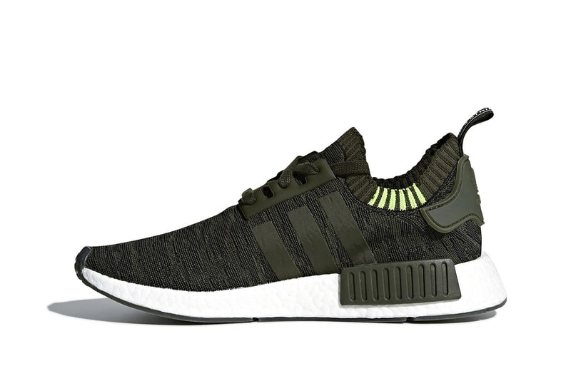 adidas NMD R1 Glitch Olive Black White March 15 Release Sneakers Footwear