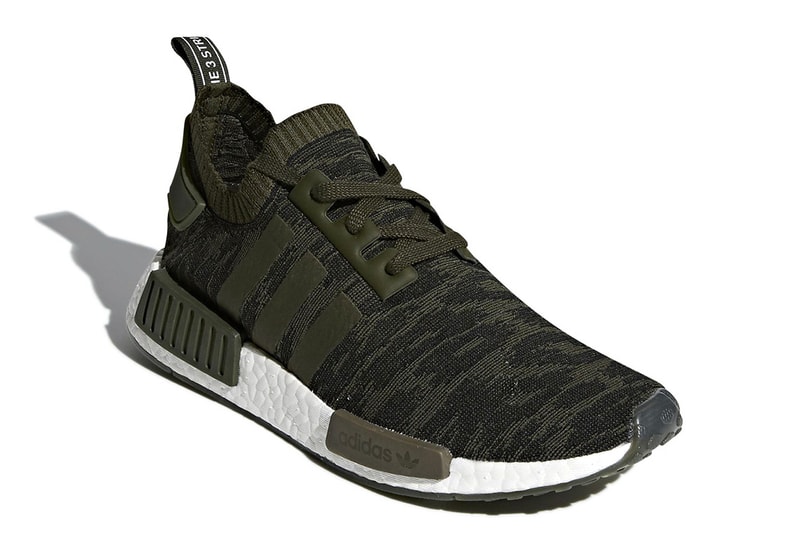adidas NMD R1 Glitch Olive Black White March 15 Release Sneakers Footwear