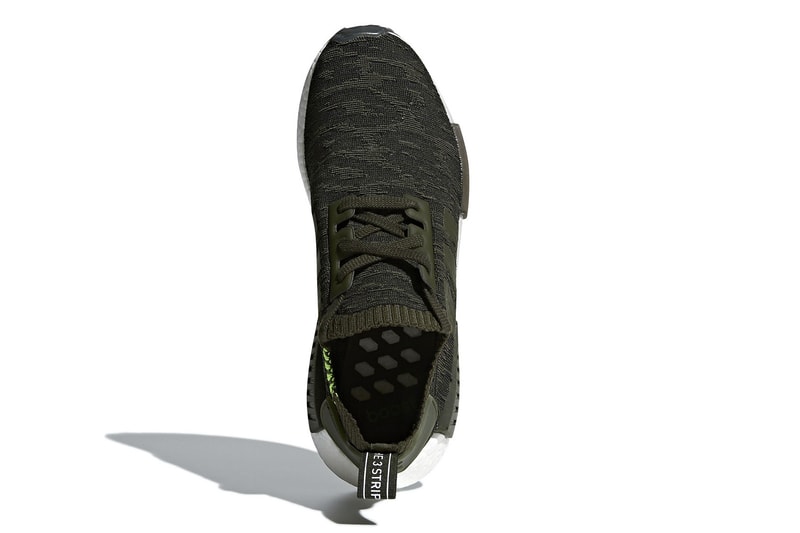 adidas NMD R1 Glitch Olive Black White March 15 Release Sneakers Footwear