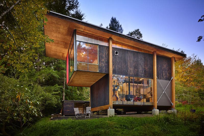 Artist's Studio Woods Forest Eerkes Architects Washington State Kitchen Living Area Sleeping Loft Steel Staircase Houses Homes