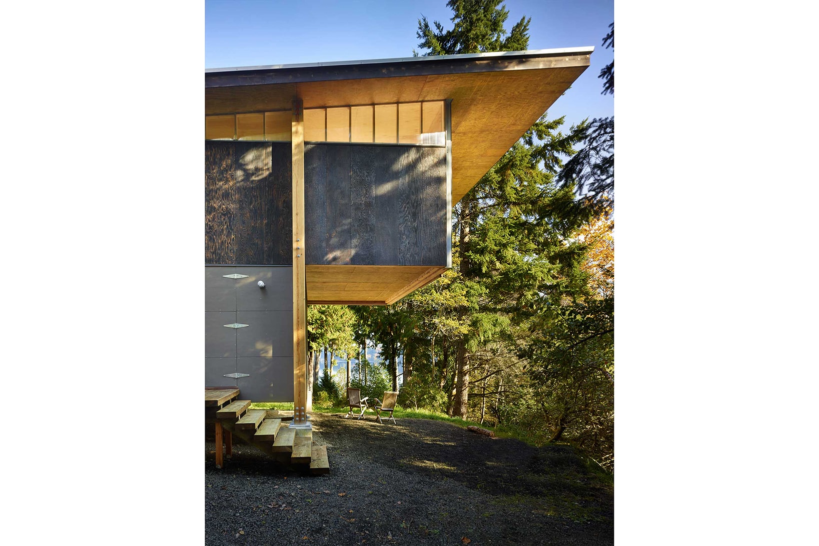 Artist's Studio Woods Forest Eerkes Architects Washington State Kitchen Living Area Sleeping Loft Steel Staircase Houses Homes