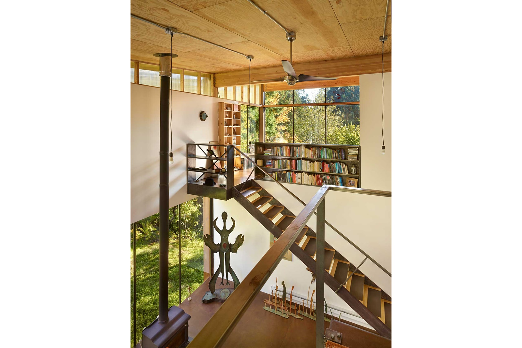 Artist's Studio Woods Forest Eerkes Architects Washington State Kitchen Living Area Sleeping Loft Steel Staircase Houses Homes