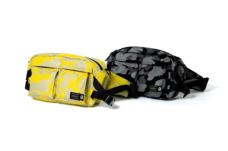 BAPE A Bathing Ape PORTER Reflection Camo Waist Bags yellow black