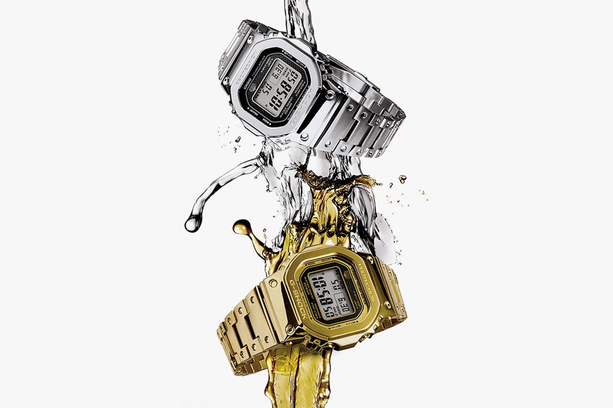 G-SHOCK GMW-B5000 Casio G Shock Watches Digital Solar powered Silver Gold