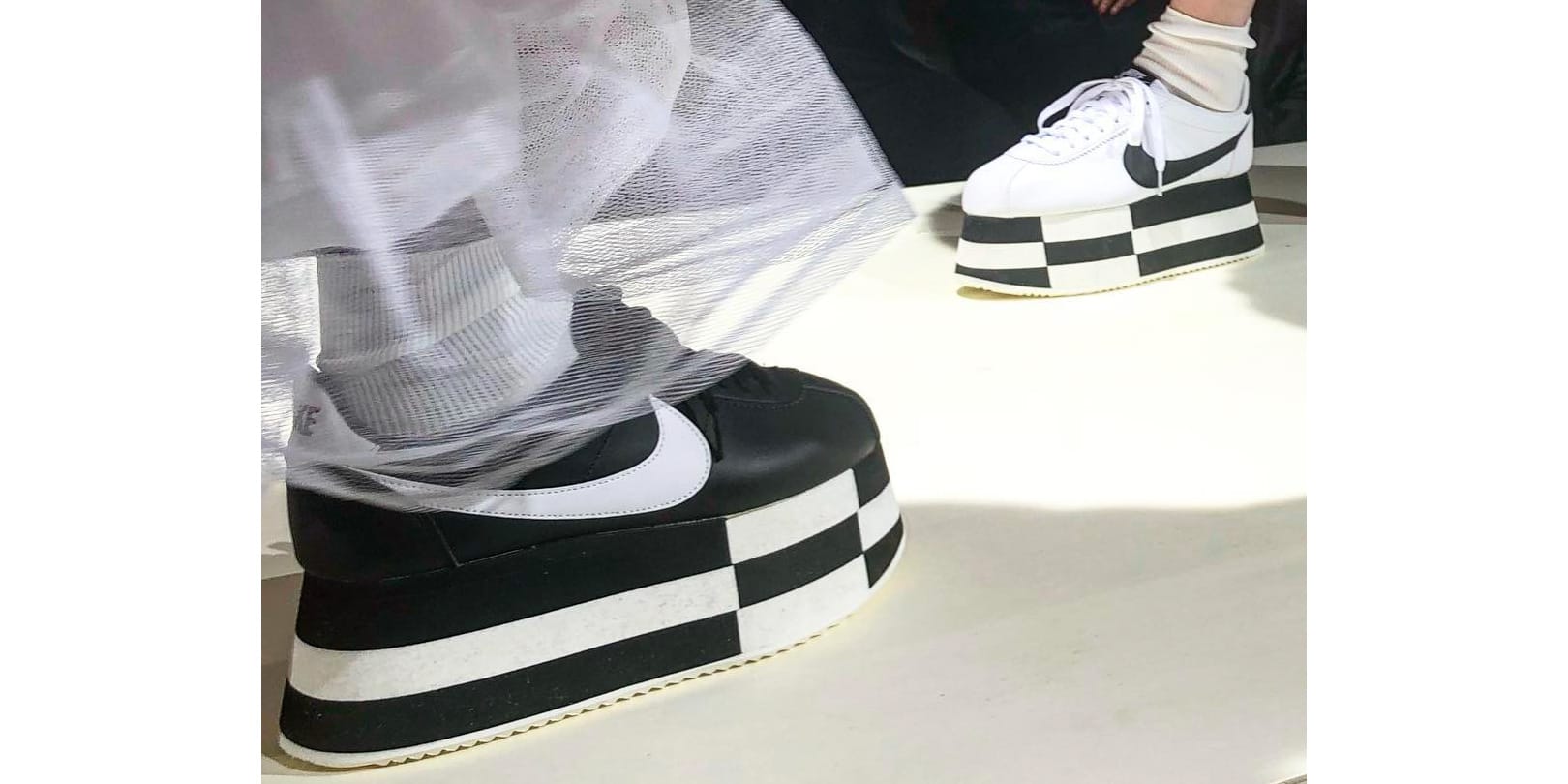 nike striped platform cortez sneakers