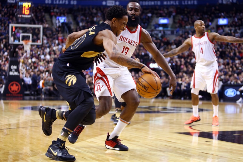 DeMar Derozan Mamba Day Nike Kobe 1 Protro Toronto Raptors Houston Rockets black gold PE colorway