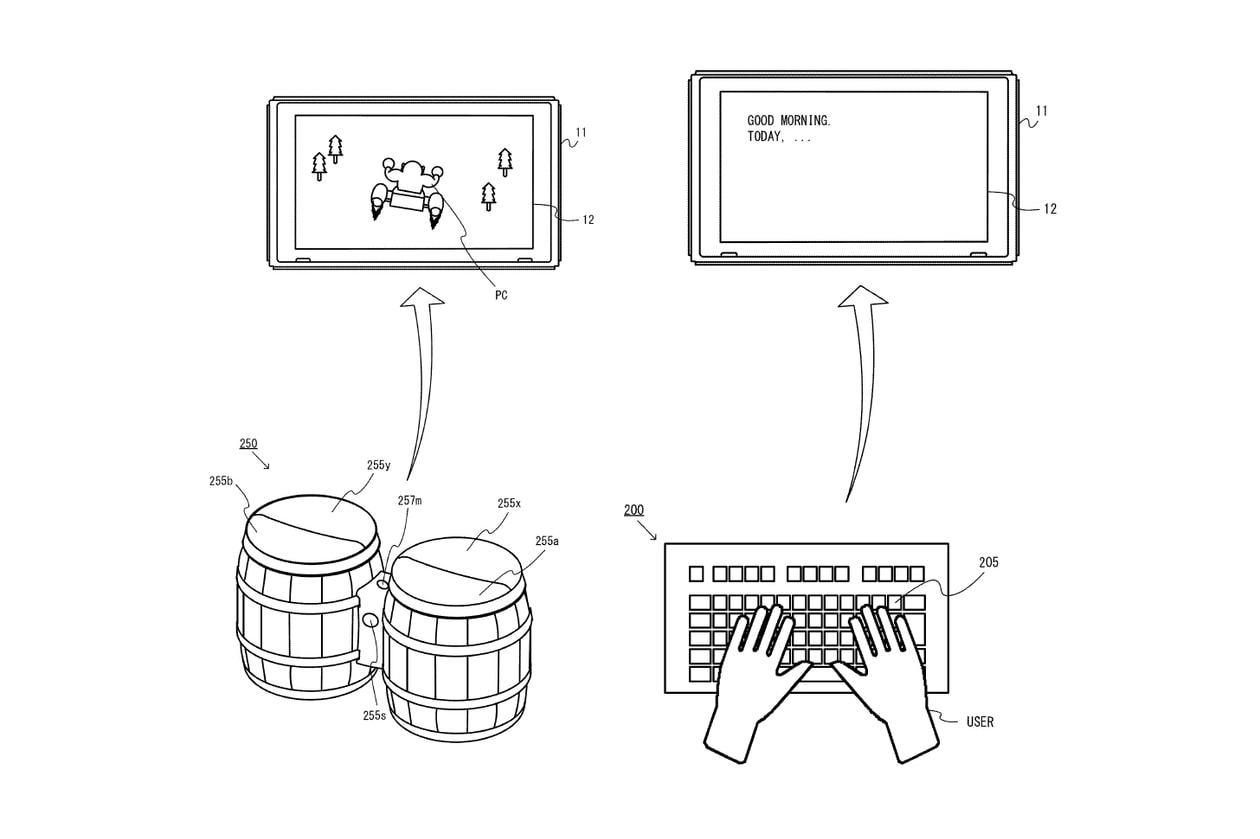 Donkey Kong Drums Nintendo Switch Patent peripheral keyboard