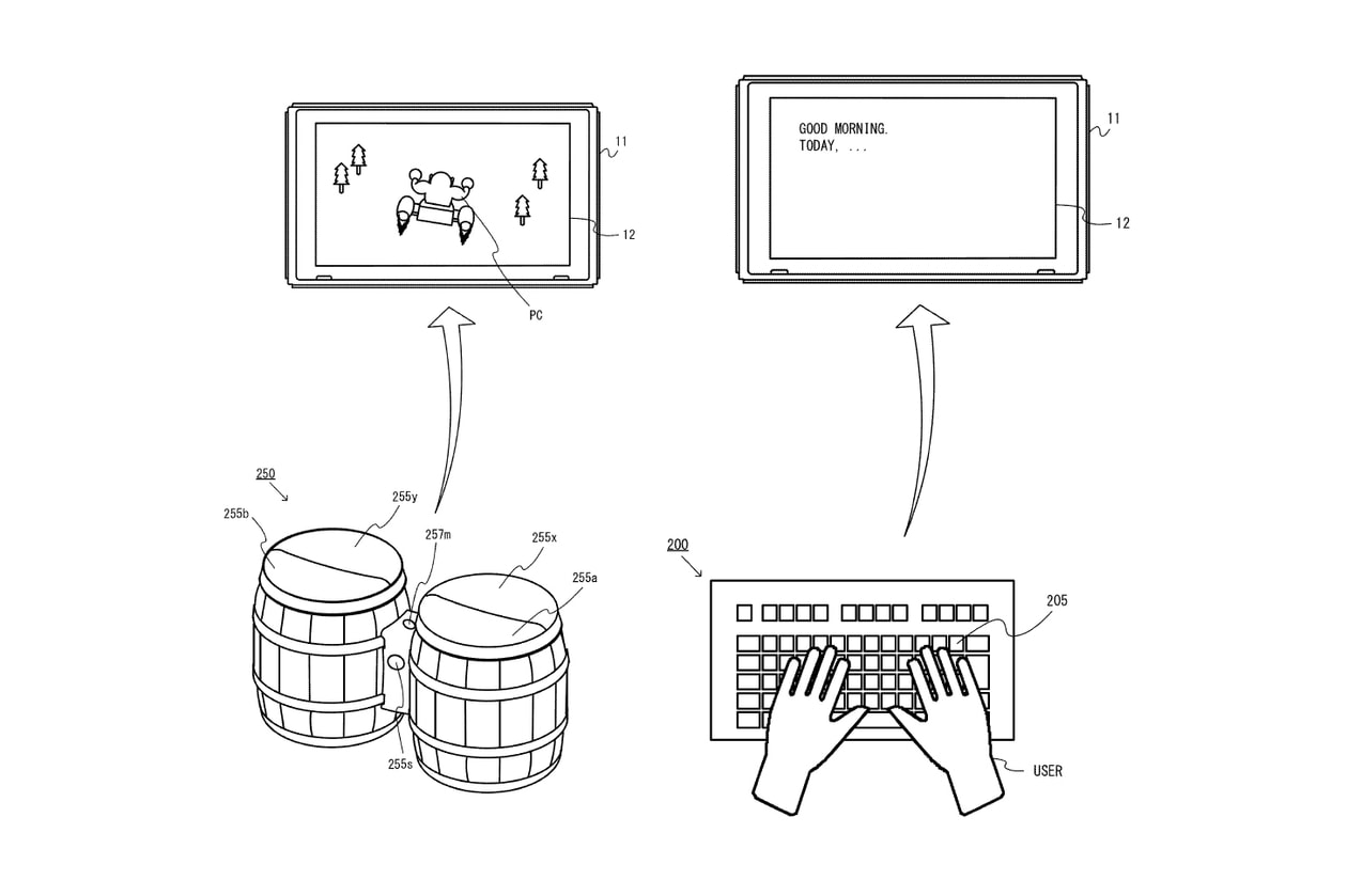 Donkey Kong Drums Nintendo Switch Patent peripheral keyboard