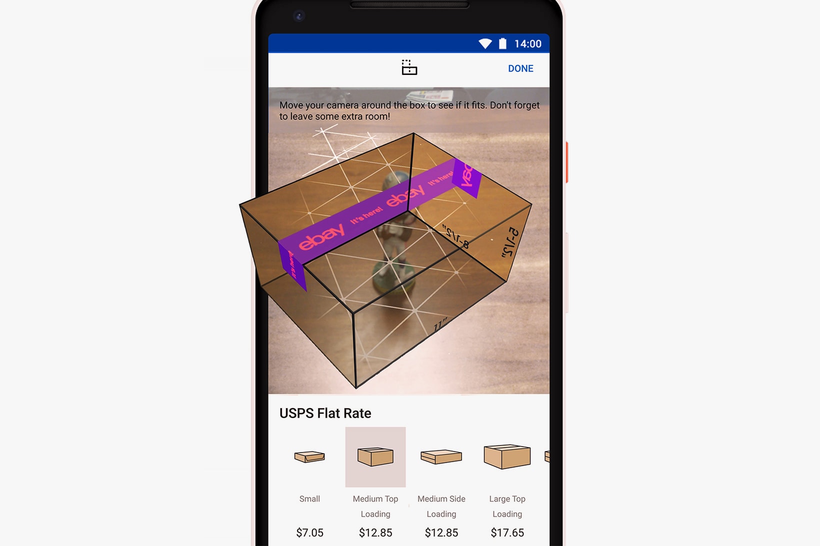 eBay Android App AR Shipping Box augmented reality