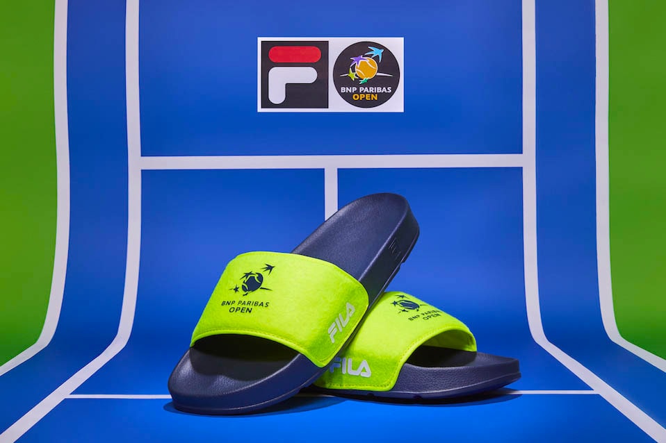 FILA BNP Paribas Open Footwear Collection Original Tennis 2.0 Knit Model Drifter Slides