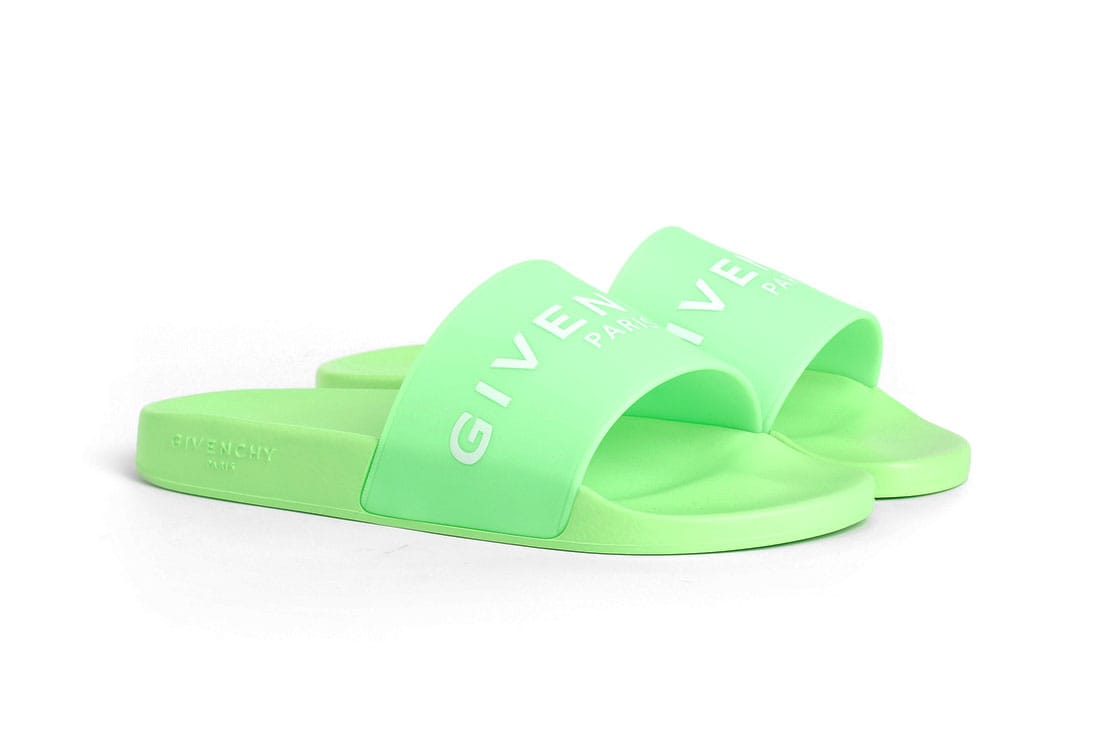 lime green givenchy slides