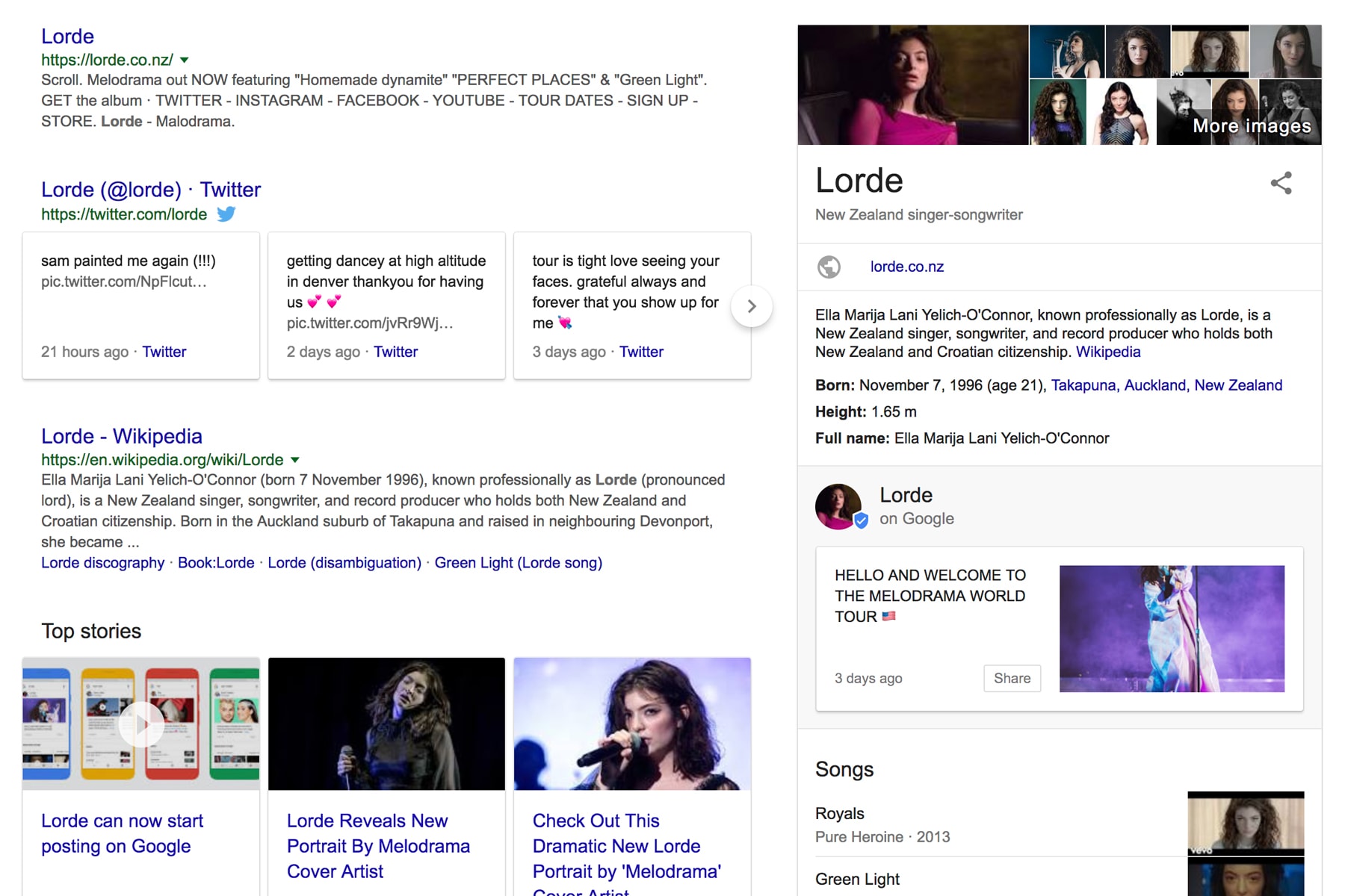 Google Tweet-Like Updates Musicians Search results box